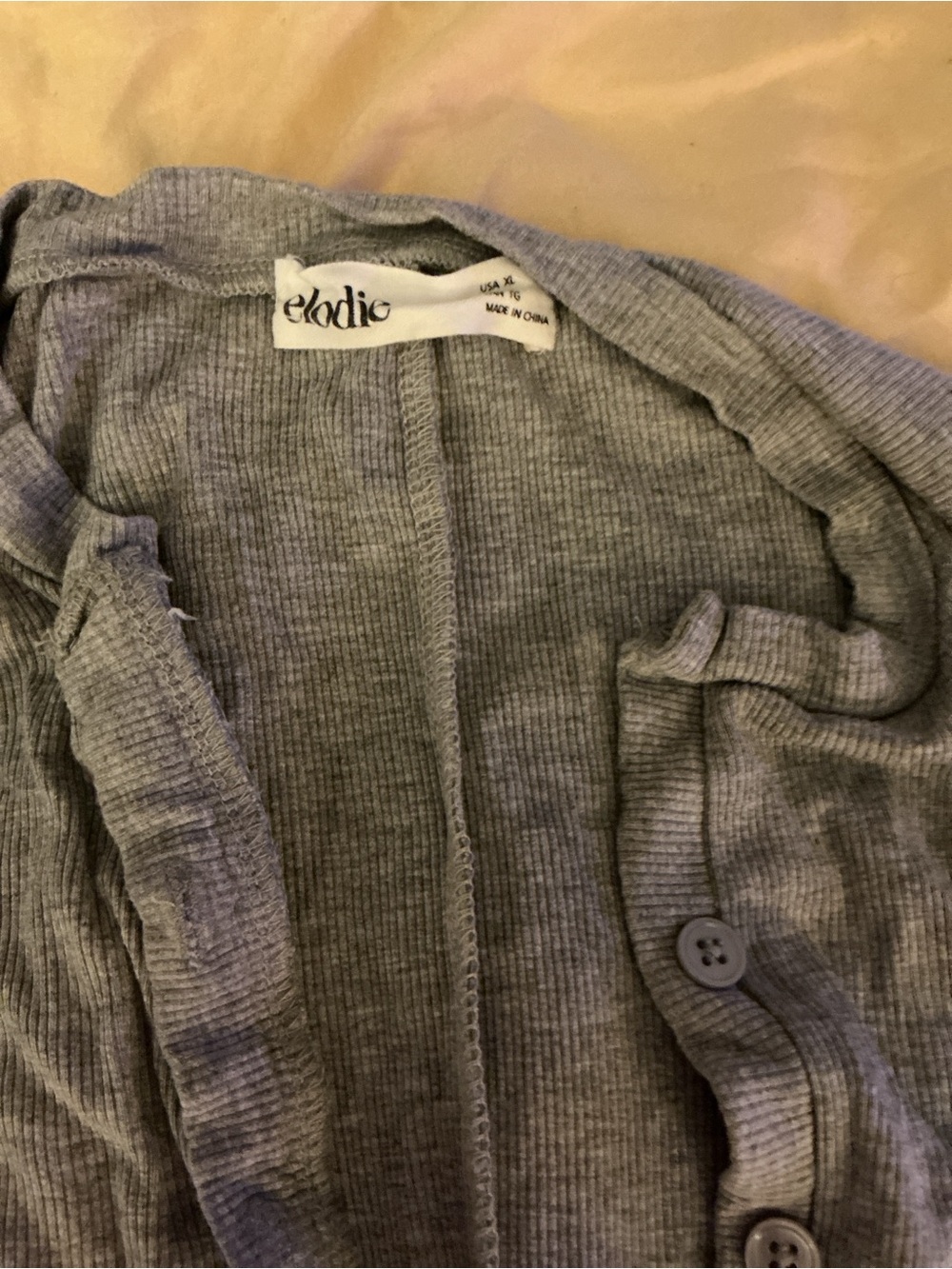 Elodie Gray Long-Sleeve Thermal Romper Sleepwear - Picture 2 of 5